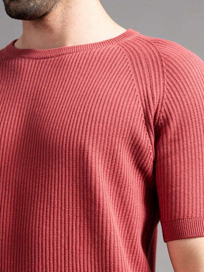 Daro Coral Red Knit T-Shirt