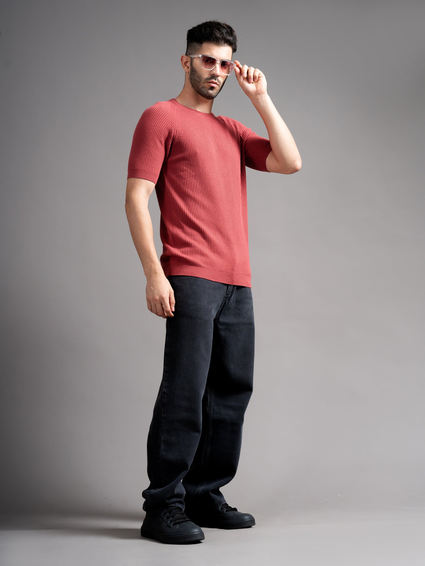Daro Coral Red Knit T-Shirt