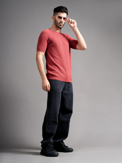 Daro Coral Red Knit T-Shirt