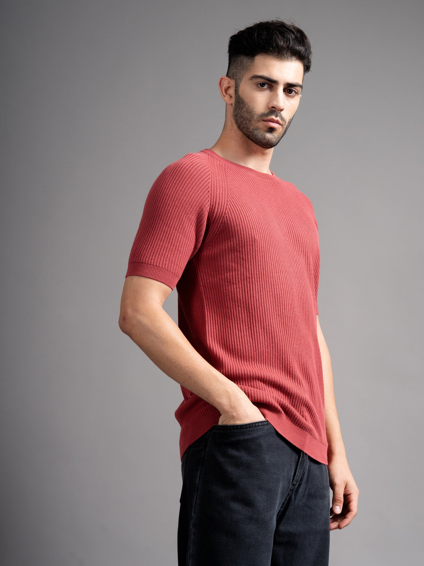 Daro Coral Red Knit T-Shirt
