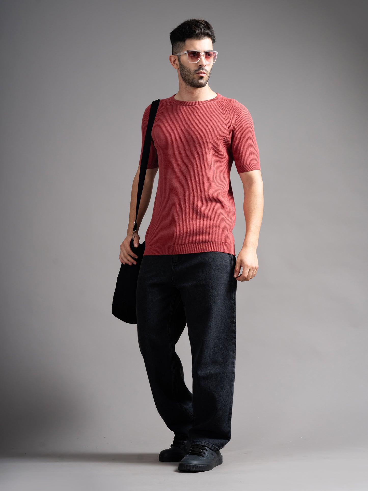 Daro Coral Red Knit T-Shirt