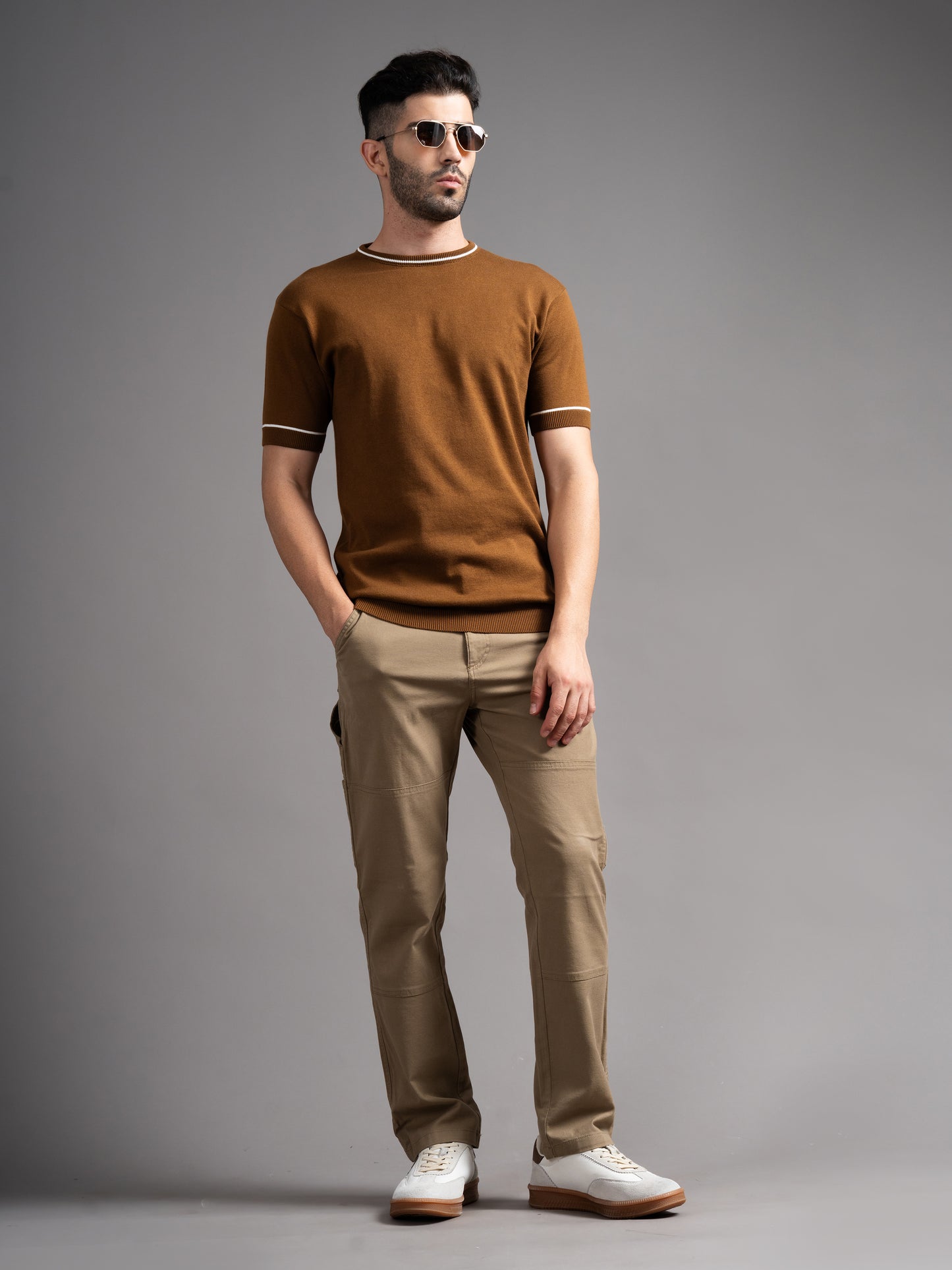 Davor Brown Knit T-Shirt
