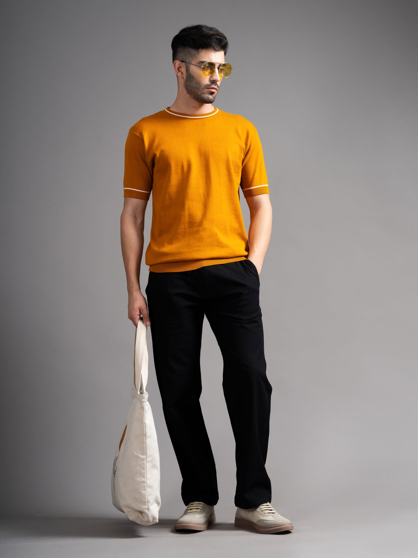 Davor Mustard Knit T-Shirt