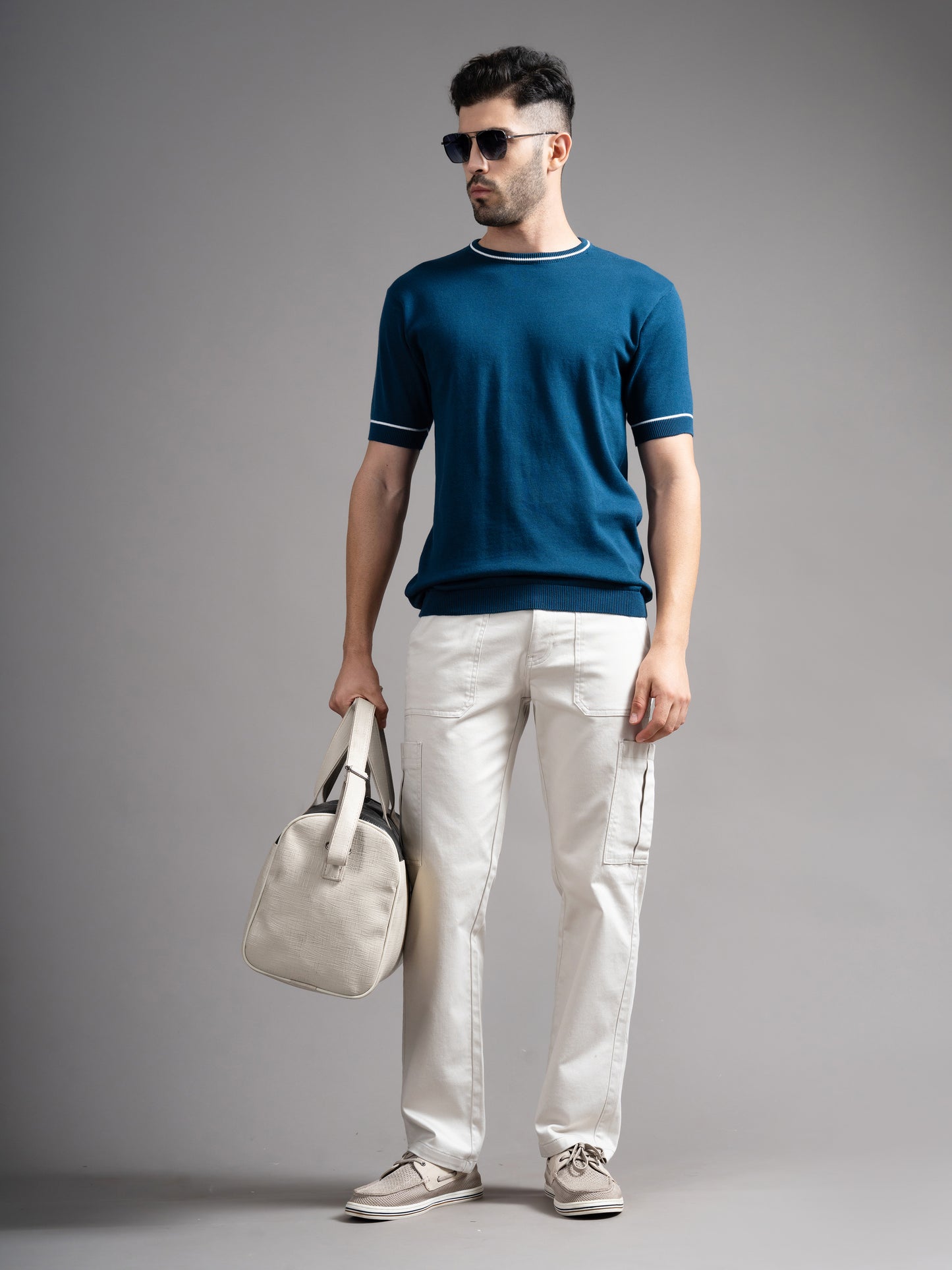 Davor Teal Knit T-Shirt
