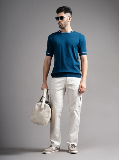 Davor Teal Knit T-Shirt