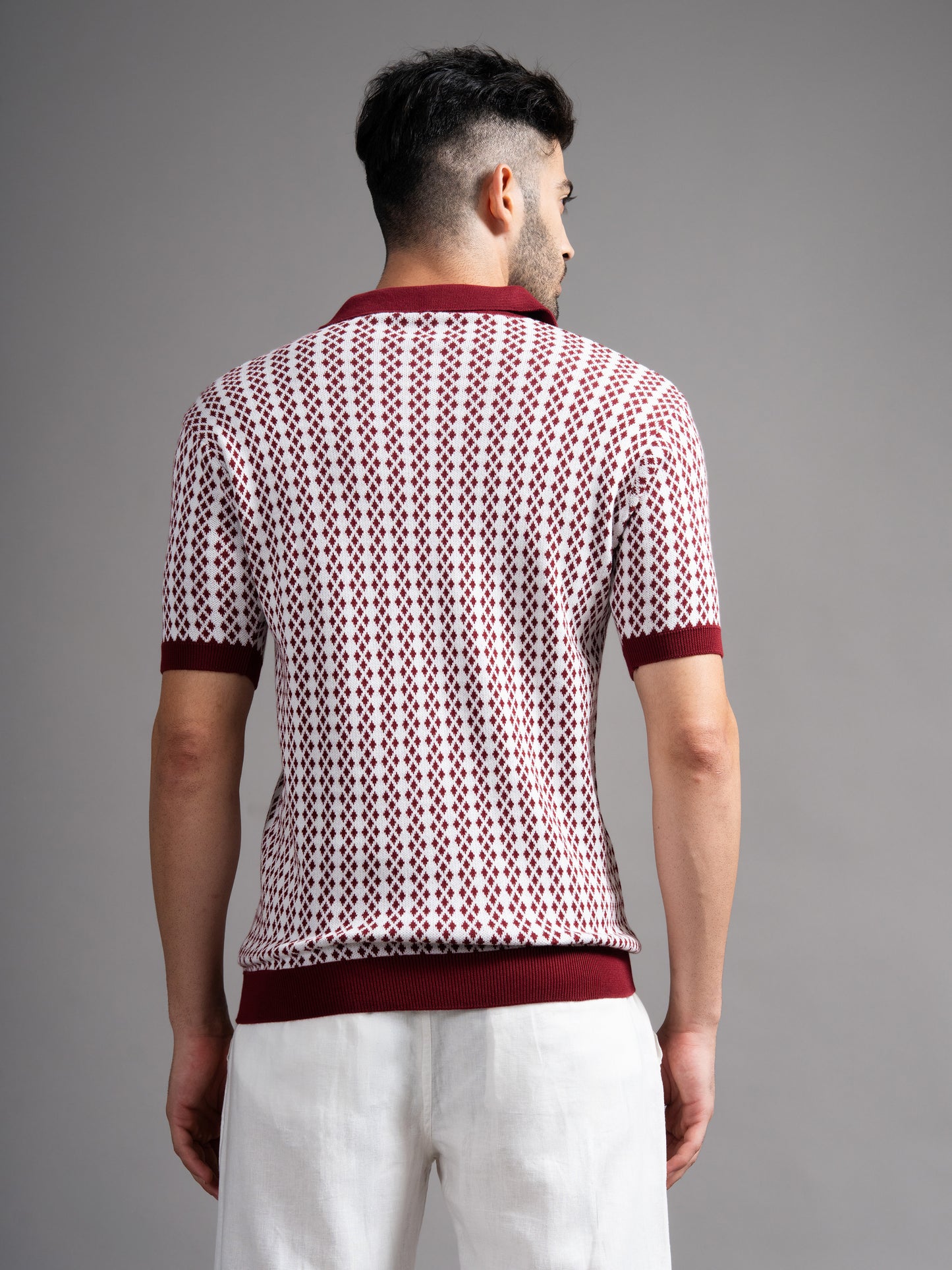 Davren Maroon Knit Polo T-Shirt