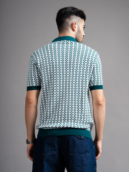 Davren Olive Knit Polo T-Shirt