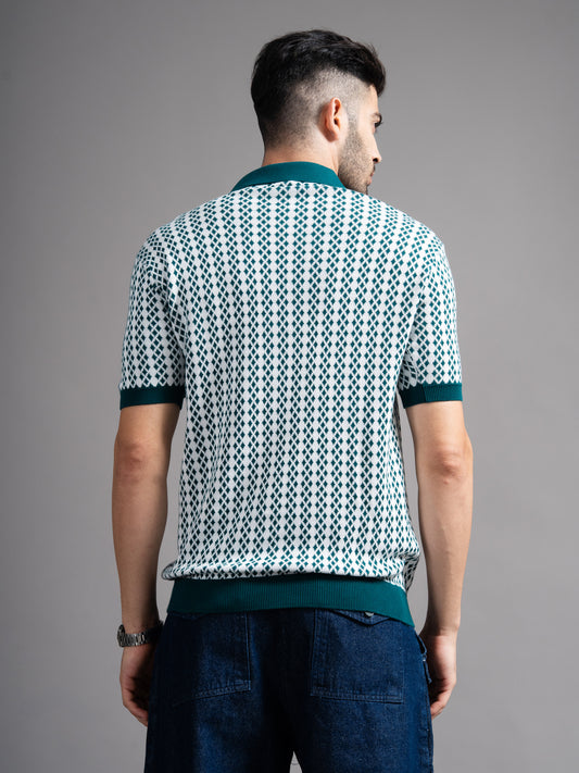 Davren Olive Knit Polo T-Shirt