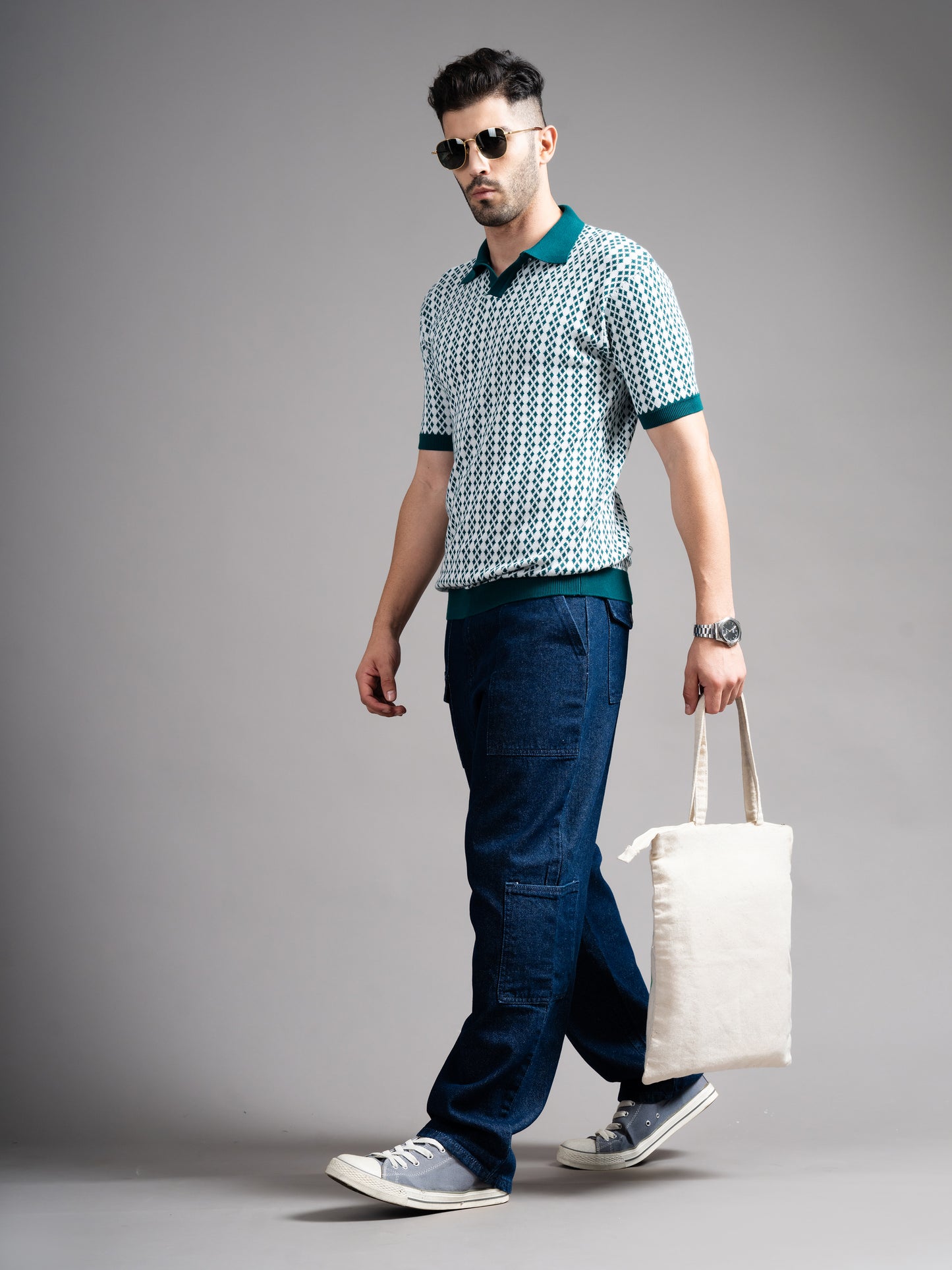 Davren Olive Knit Polo T-Shirt
