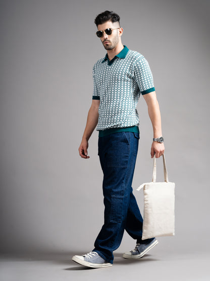 Davren Olive Knit Polo T-Shirt