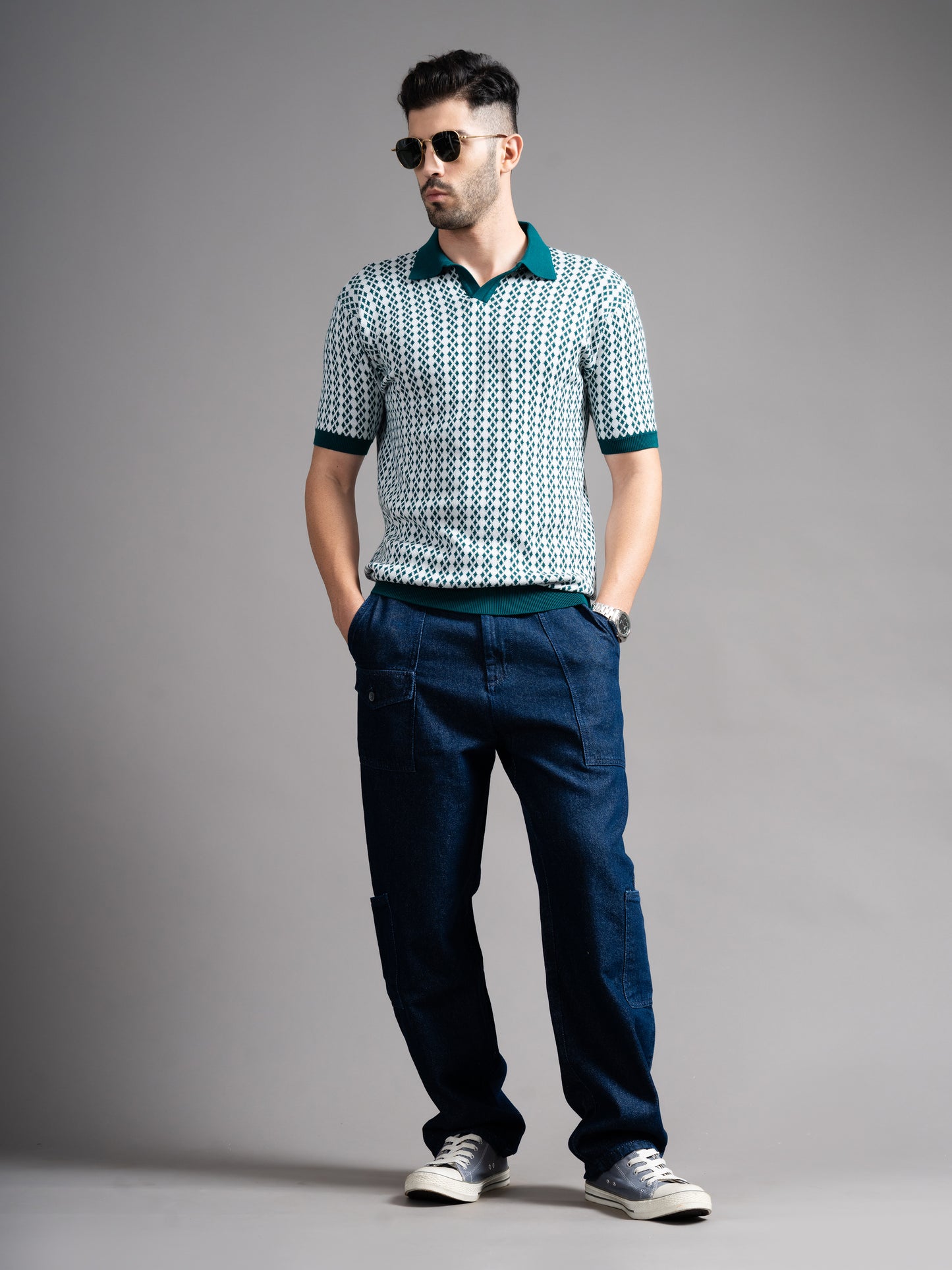 Davren Olive Knit Polo T-Shirt