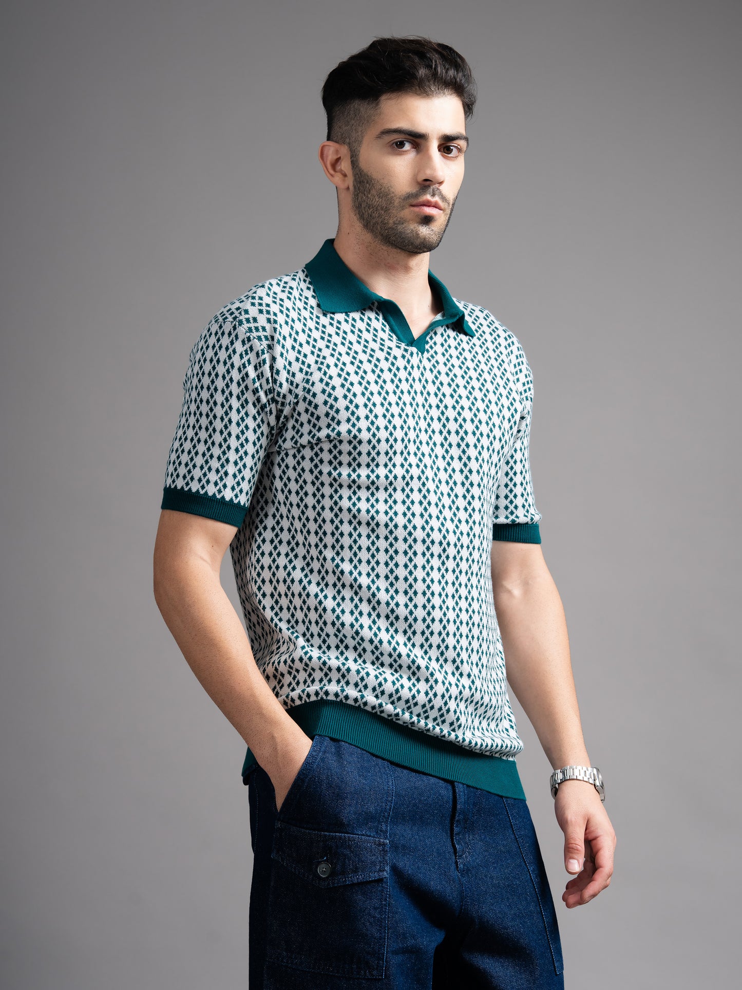 Davren Olive Knit Polo T-Shirt