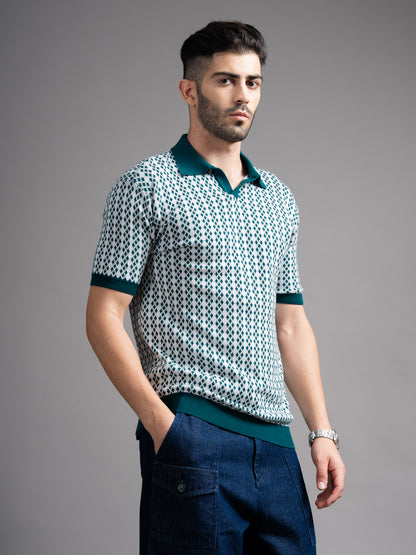 Davren Olive Knit Polo T-Shirt