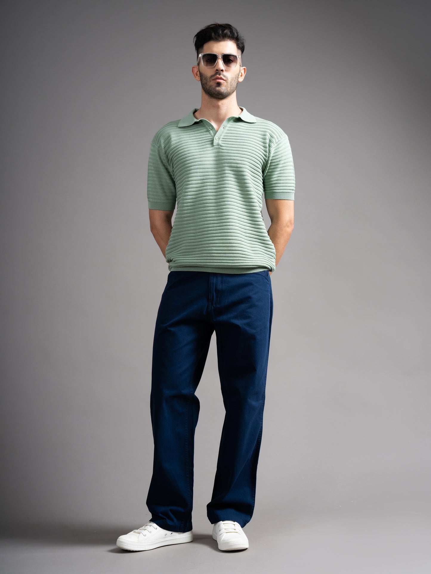 Delan Green Knit Polo T-Shirt
