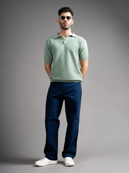 Delan Green Knit Polo T-Shirt