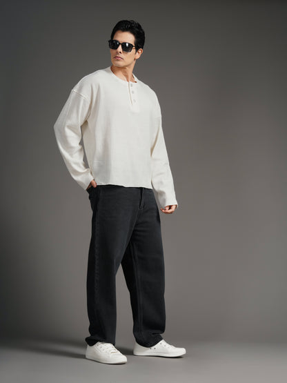 Waffle Henley Beige T-Shirt