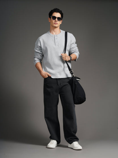 Waffle Henley Grey T-Shirt