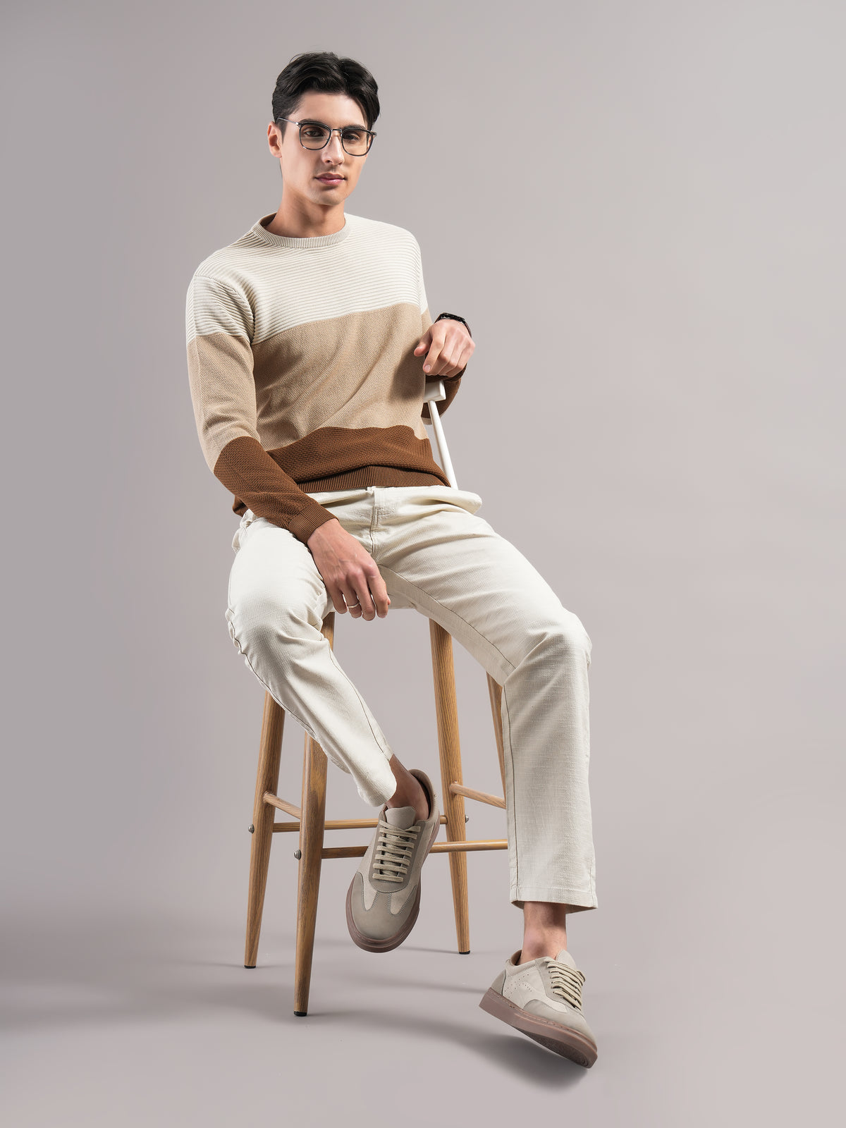 Layer Knit Brown T-Shirt
