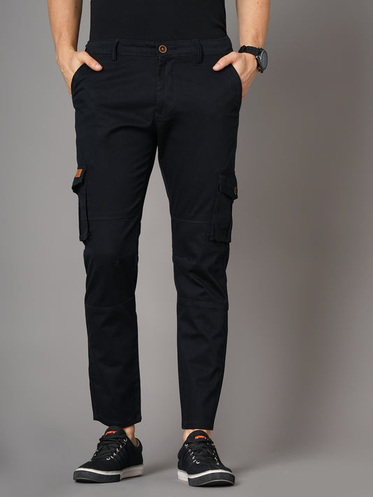 Unribbed Black Cargo Pant