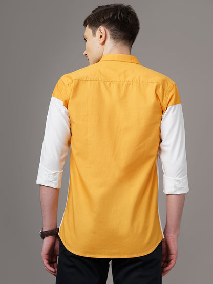 Colorblock White-Yellow Solid Shirt