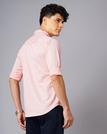 Outline Pocket Pink Solid Shirt