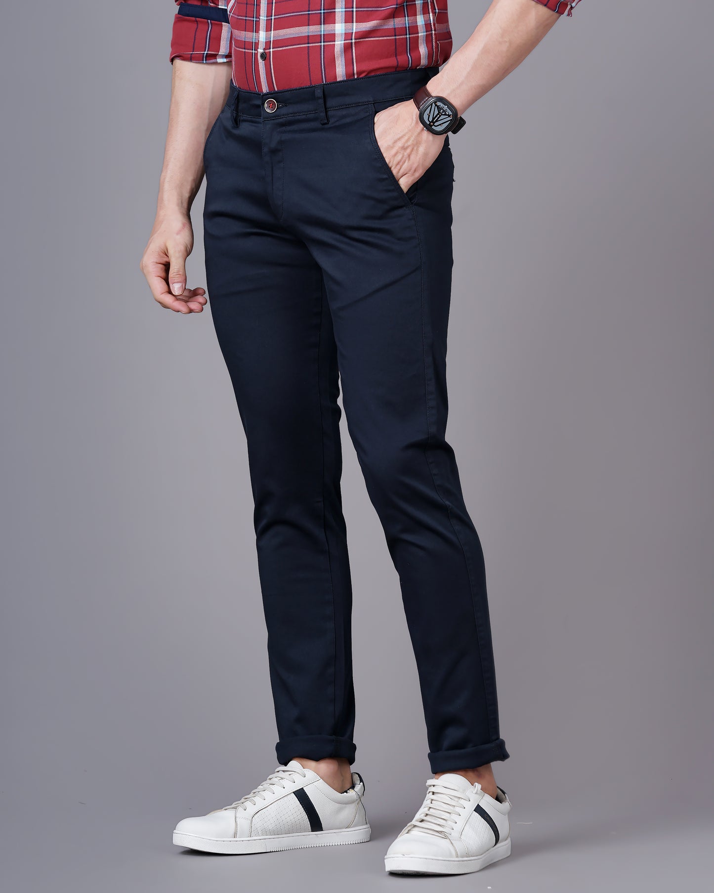 Plain Navy Chinos