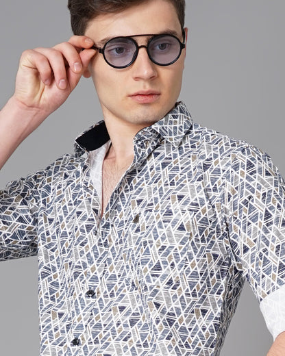 Rhombus Blue Printed Shirt