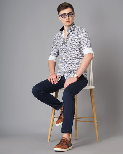 Rhombus Blue Printed Shirt