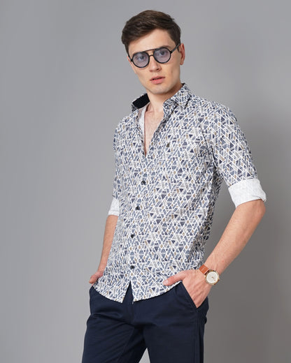 Rhombus Blue Printed Shirt