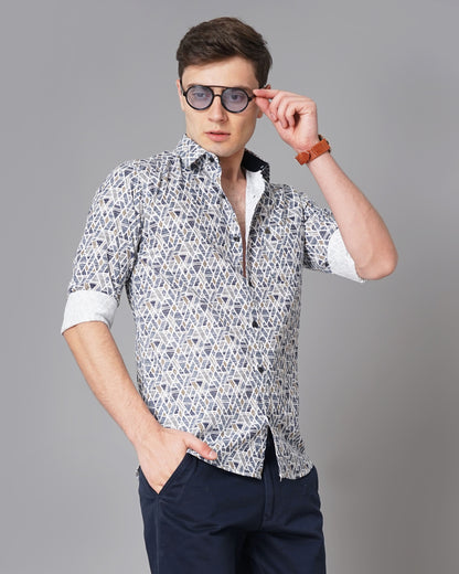 Rhombus Blue Printed Shirt