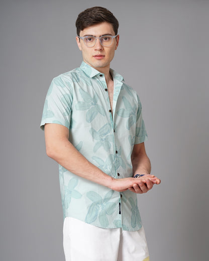 Vinca Green Floral Shirt