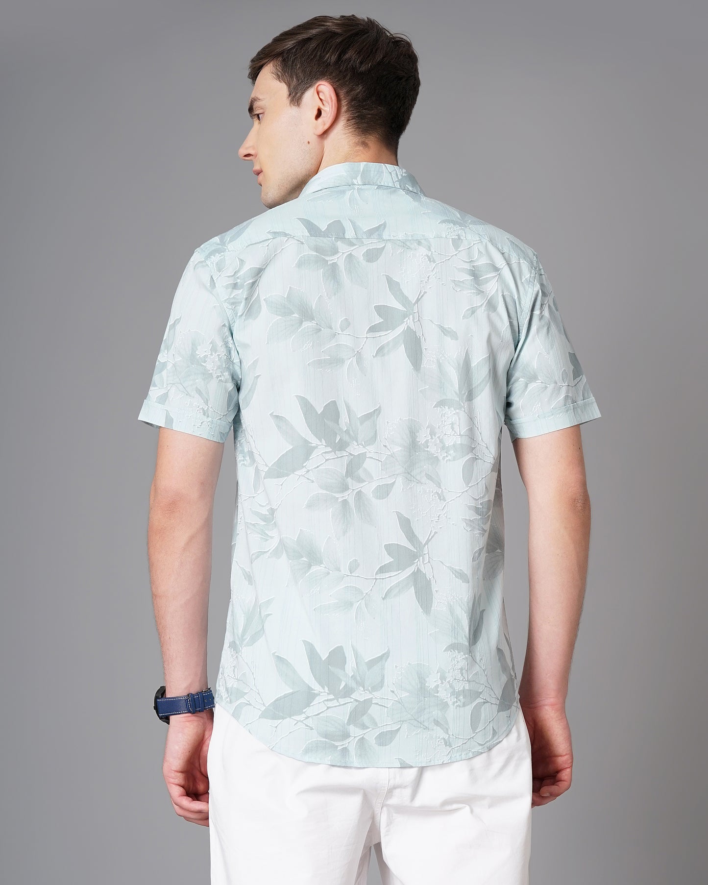 Dobby Green Floral Shirt