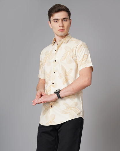 Vinca Beige Floral Shirt