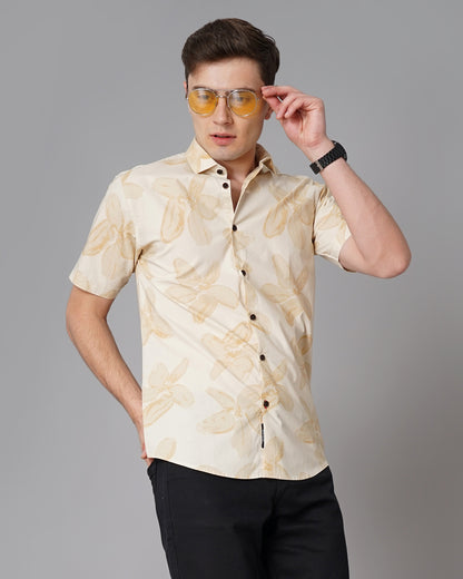 Vinca Beige Floral Shirt