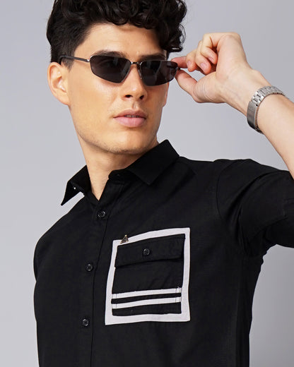 Outline Pocket Black Shirt