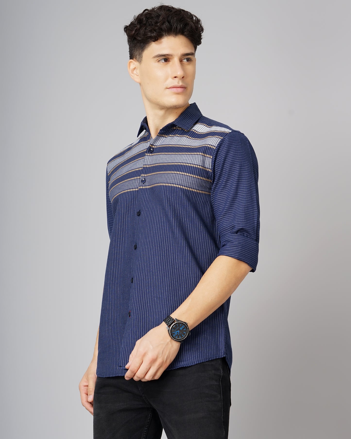 Panel Navy Striped Shirt