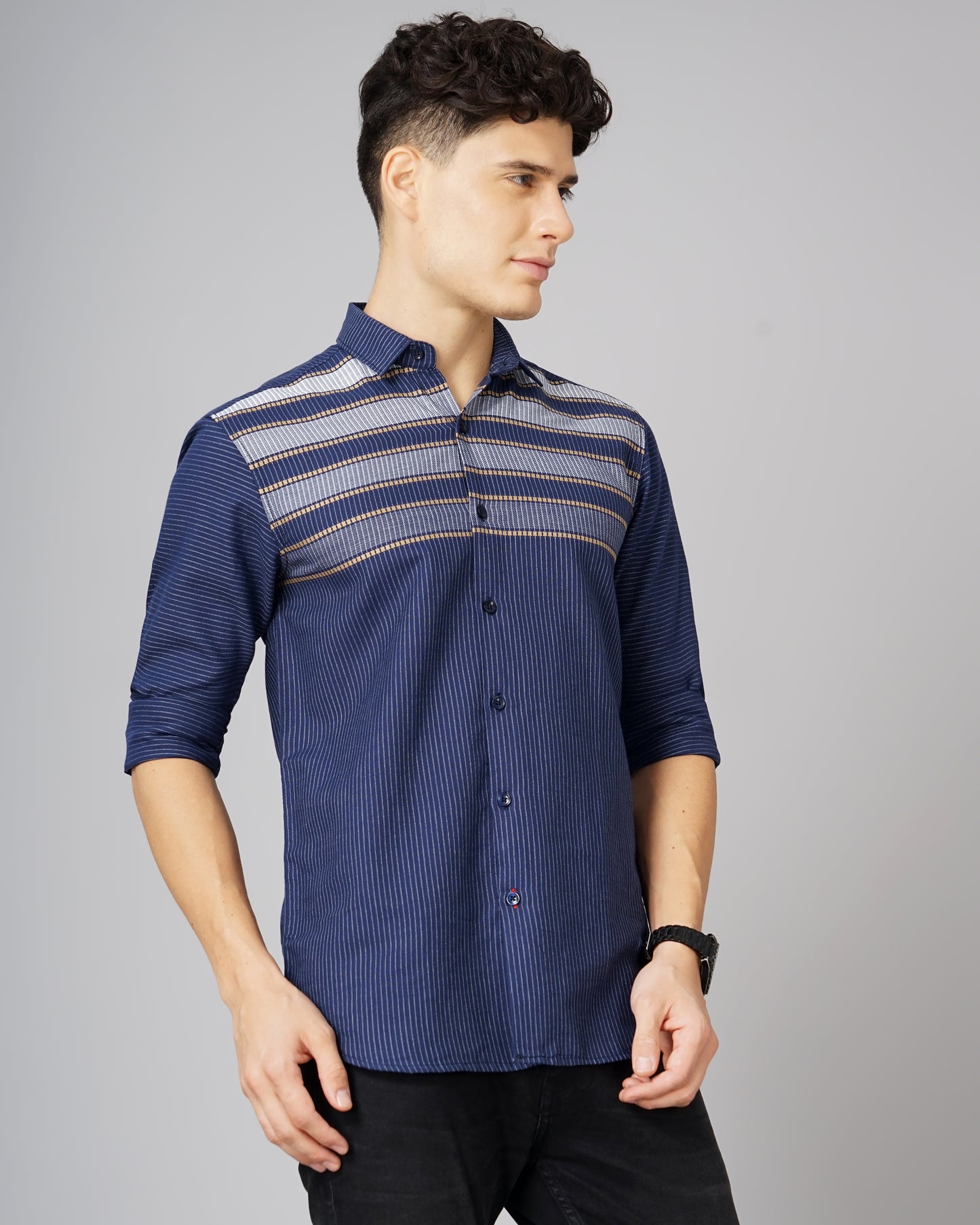 Panel Navy Striped Shirt