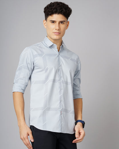 Aslant Grey Printed Shirt