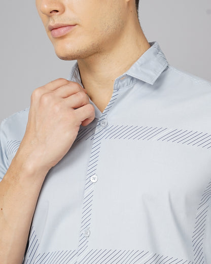 Aslant Grey Printed Shirt