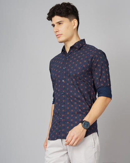 Geometric Printed Navy Shirt