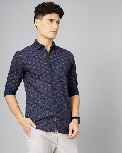 Geometric Printed Navy Shirt