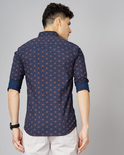 Geometric Printed Navy Shirt