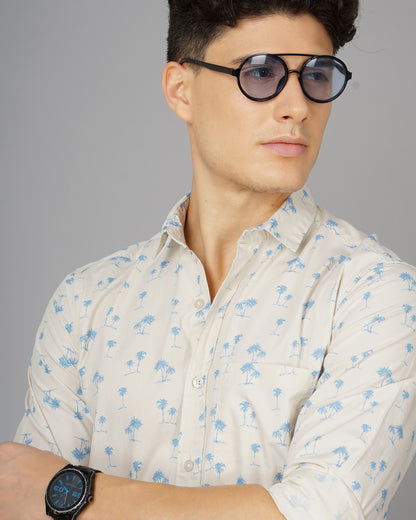 Palm Cream Floral Shirt