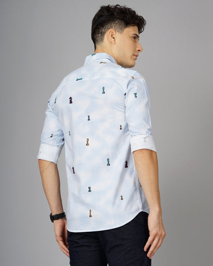 Chess White Blue Striped Shirt