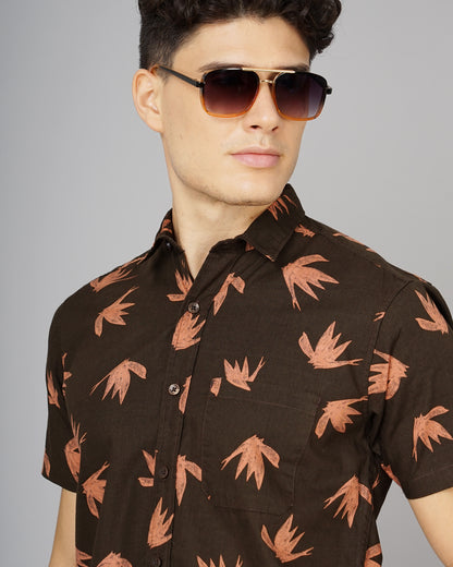 Tidy Brown Floral Shirt