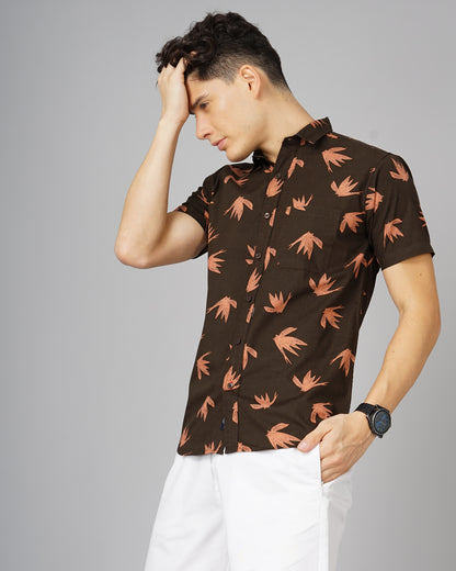 Tidy Brown Floral Shirt