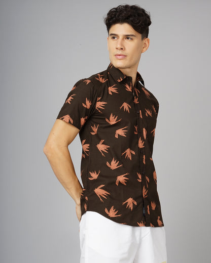 Tidy Brown Floral Shirt