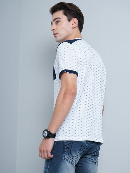 Navy Pocket White T-Shirt