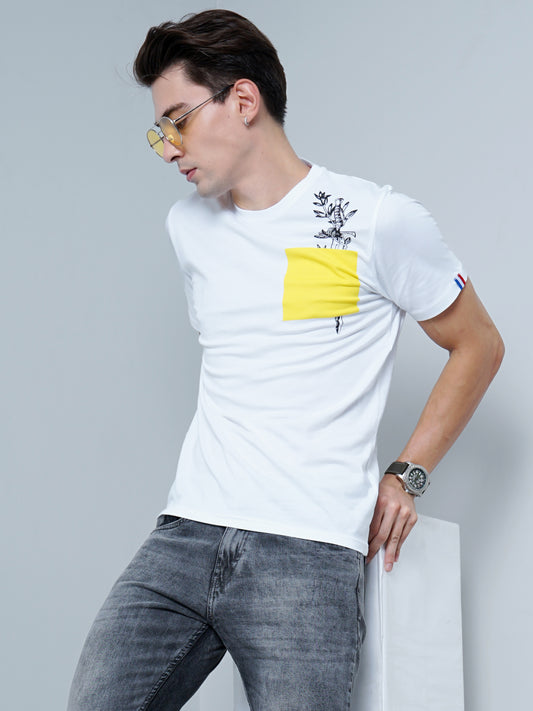 Yellow Patch White T-Shirt