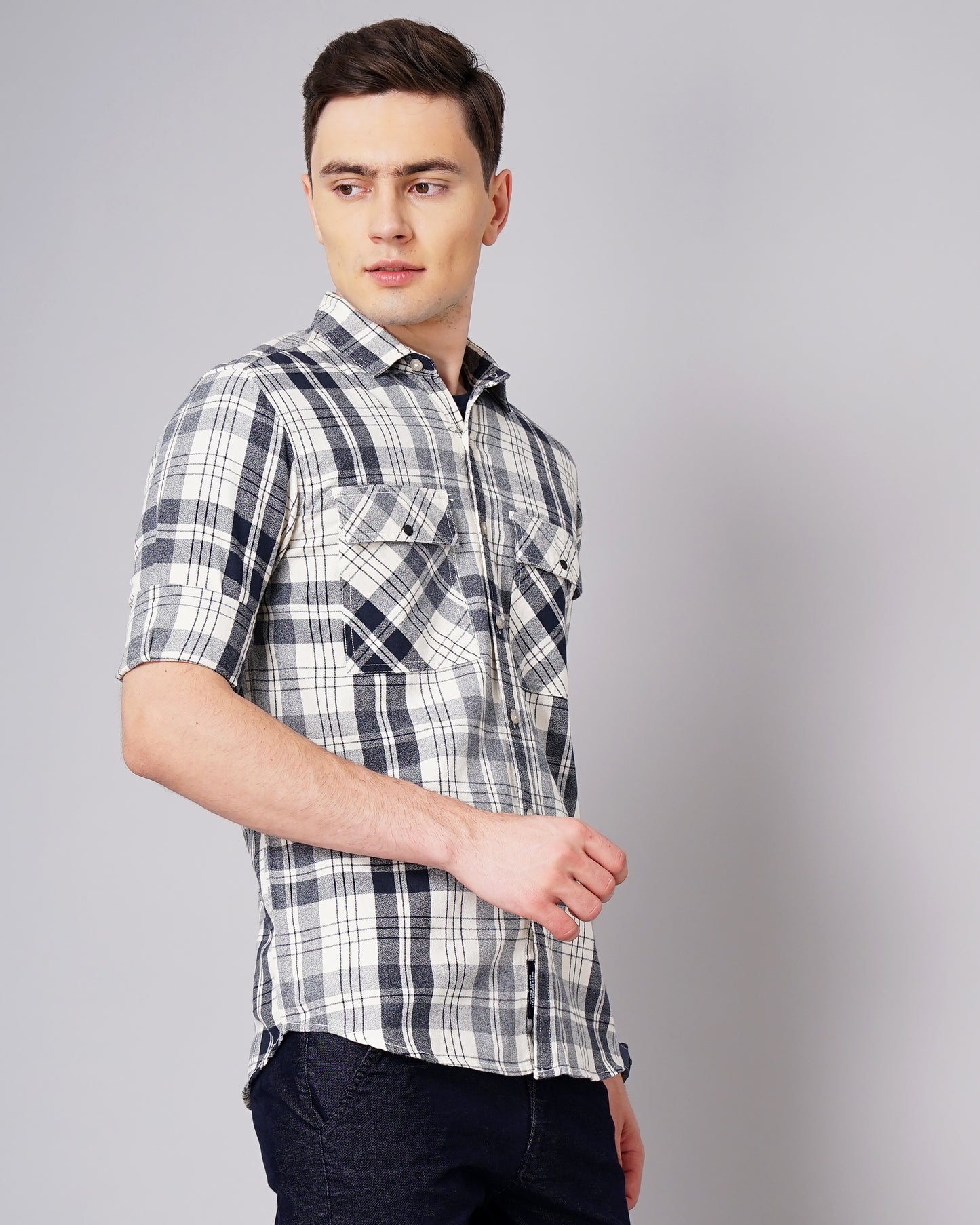 Grindle White Checks Shirt